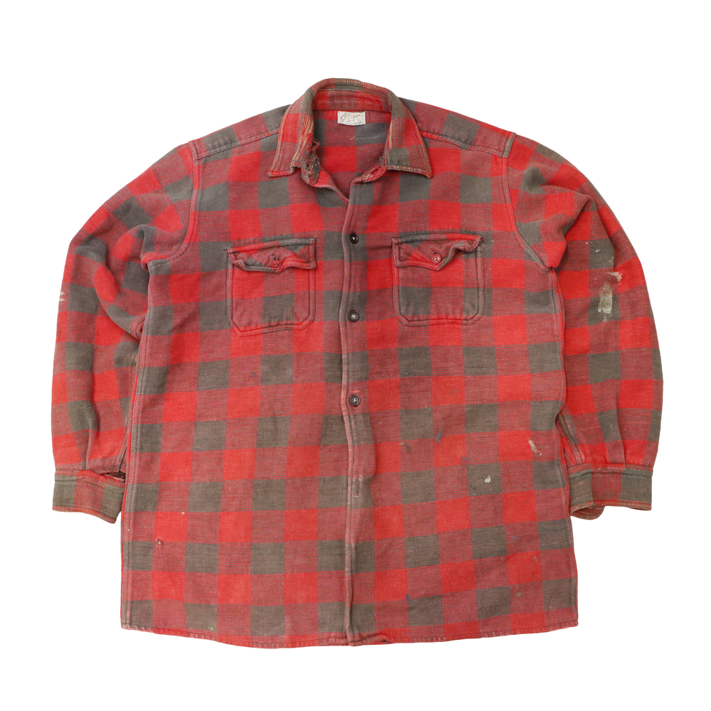 Vintage 60s champion Buffalo Plaid Button Up Shirt Size 18